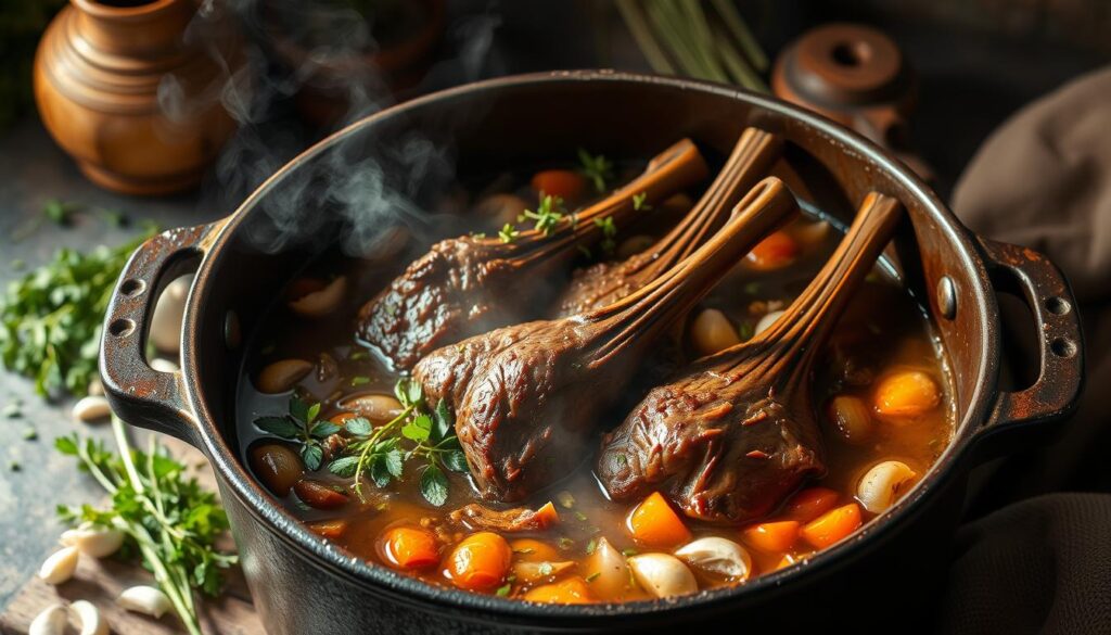 Braising beef shanks