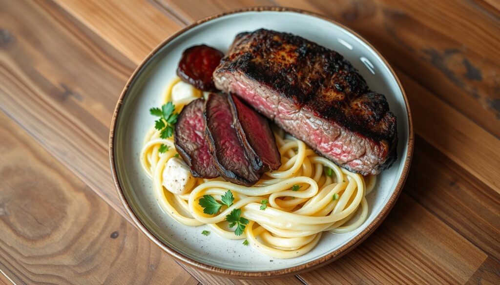 Steak and Pasta Dish