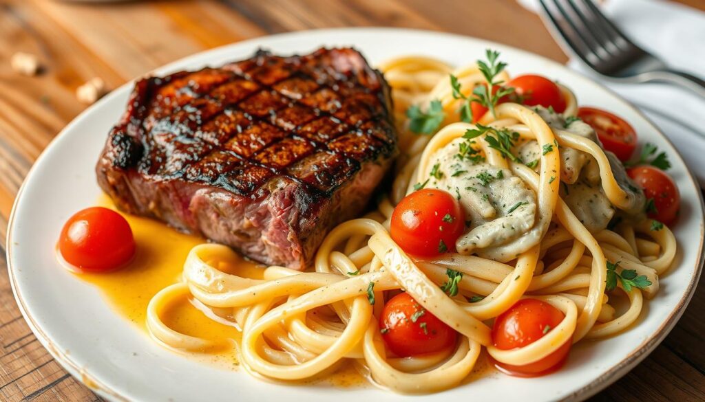 steak and pasta