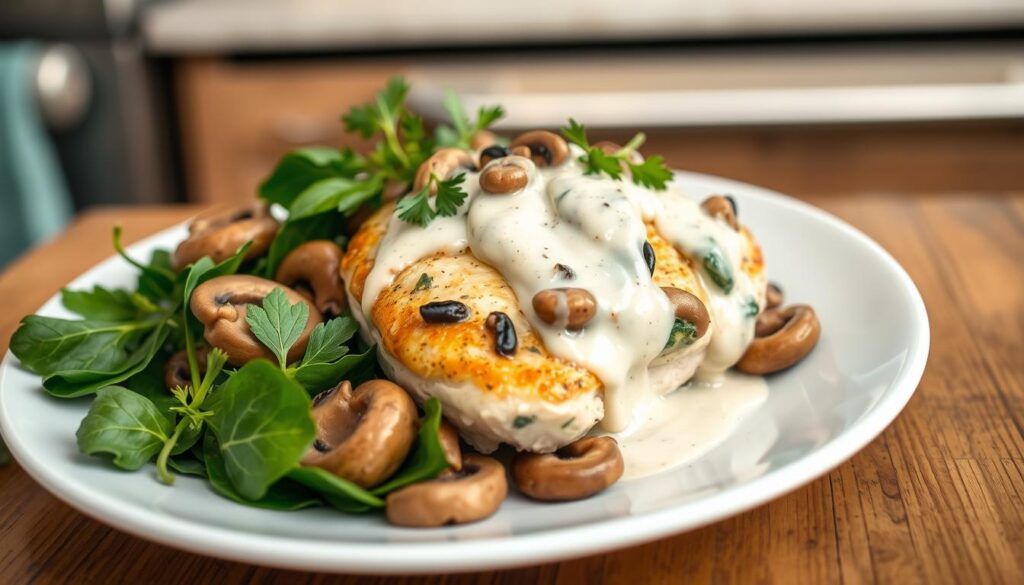 Creamy Mushroom and Spinach Stuffed Chicken