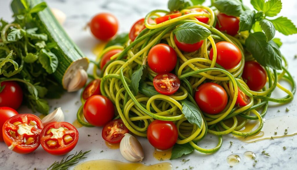 Zucchini Noodles with Pesto Preparation